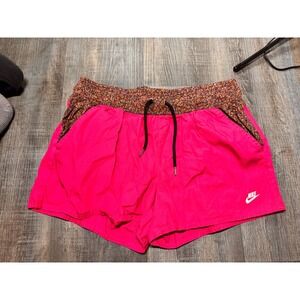 Nike Sportswear Womens Pink Shorts Multi Color Waistband Size S 100% Cotton